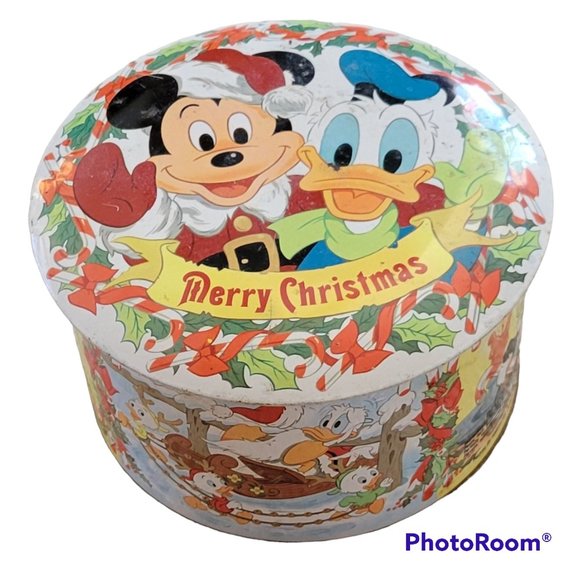 Vintage Walt Disney Christmas Mickey Mouse American Candy Tin Collectors - Picture 2 of 10